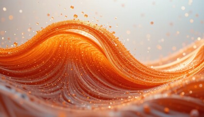 Abstract Orange Wave with Glittering Particles
