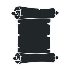 Vintage scroll silhouette: blank ancient document with rolled edges