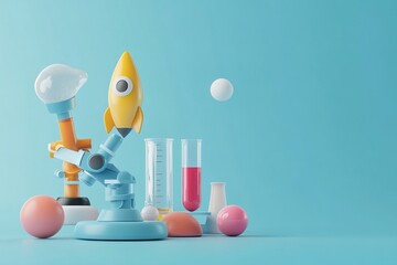Playful Science: Cute 3D Icons of Lab and Space Elements