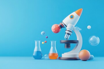 Playful Science: Cute 3D Icons of Lab and Space Elements