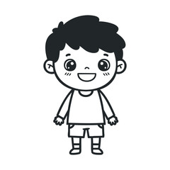 Obraz premium Cute cartoon illustration of a young asian male child with cheerful expression