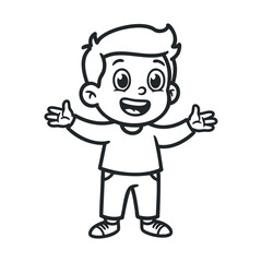 Cheerful cartoon young male child with open arms
