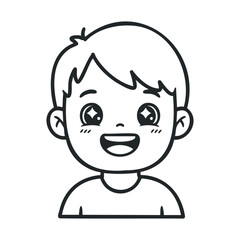Obraz premium Smiling cartoon boy with short hair and sparkling eyes in black and white drawing