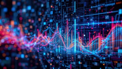 Abstract Colorful Data Visualization on Digital Screen
