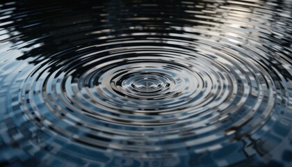 Abstract Water Ripple Distortions on Dark Reflective Surface
