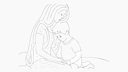 Mothers day Vector line art 