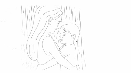 Mothers day Vector line art 