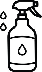 Simple line art spray bottle with droplets isolated on transparent background