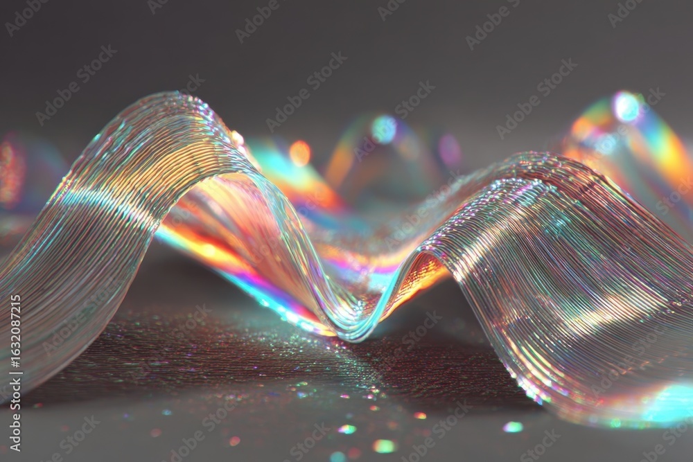 Poster holographic optical fiber waves displaying a stunning array of colorful light