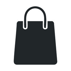 Simple black shopping bag icon on white background