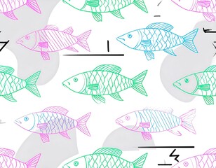 Abstract fish pattern on white background