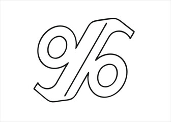 A clean and simple single stroke line art illustration of a percentage sign symbol rendered in a minimalist style isolated on white background
