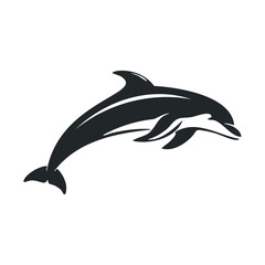 Fototapeta premium Silhouette of a graceful dolphin in mid-jump