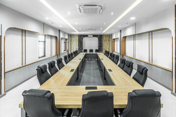 Interior conference room, meeting room, boardroom, Classroom, Office, with white projector board.