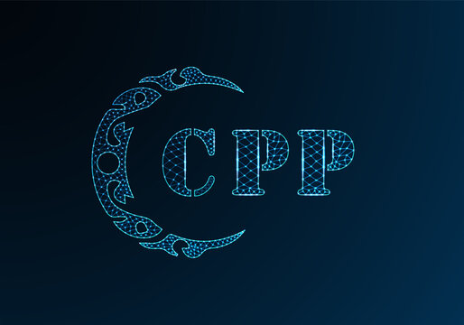 Low poly letter logo CPP design. CPP letter logo low poly vector design on blue color gradient background. CPP logo low poly design