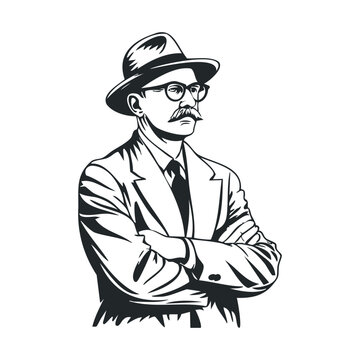 man in hat and glasses, arms crossed clip art preview