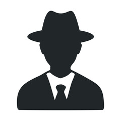 Silhouette of man in hat and suit