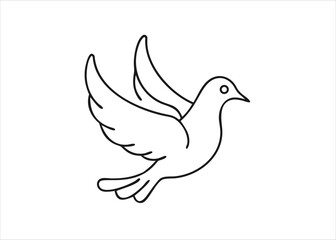 Elegant single line art drawing of a pigeon in a continuous flowing style showcasing avian grace and simplicity isolated on white background