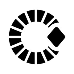 Abstract circular black shape with geometric design elements  