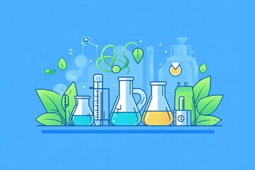 Modern Laboratory Setup: Scientific Research and Natural Elements