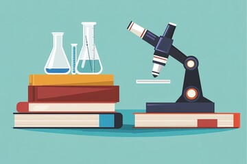 Scientific Study Desk: Microscope and Research Tools