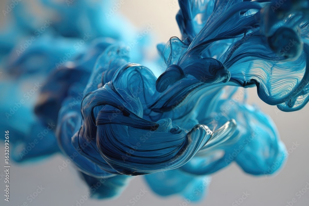 Aufkleber dynamic abstract blue liquid flow with intricate patterns and vibrant hues.