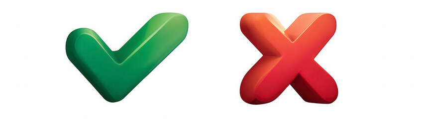 Obraz premium Green checkmark and red X (3)