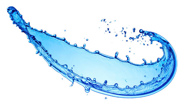 Blue water splash isolated on whitescreen