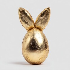 Obraz premium Gold-wrapped Easter egg shaped like a bunny