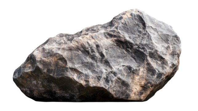 Natural stone rock with rough texture isolated on white background