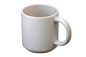 Plain white ceramic coffee mug with handle