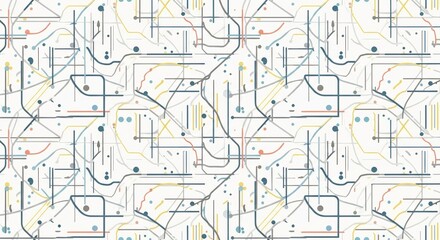 Abstract Geometric Seamless Pattern: Modern Lines, Dots, and Shapes for Trendy Textile Design, Wallpaper, and Web Backgrounds