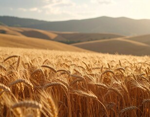 Obraz premium Golden Field of Wheat Swaying in Wind