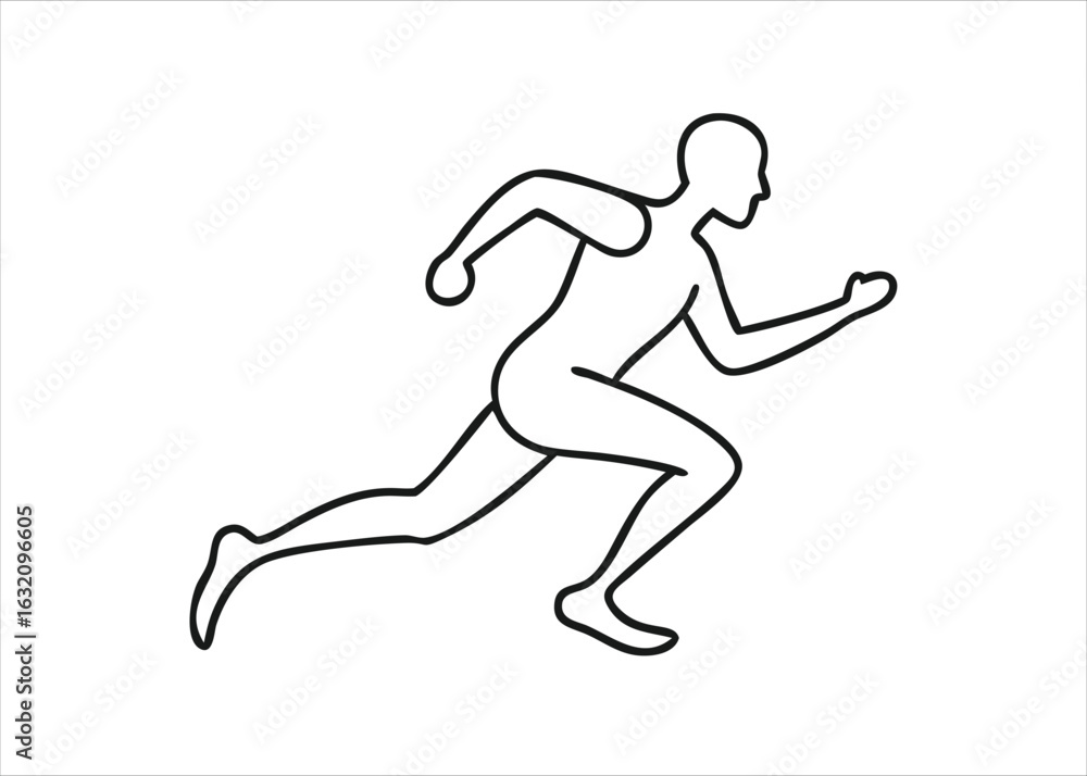 Poster abstract minimal single line drawing of a runner in motion a dynamic athletic figure captured with f