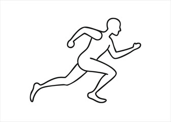 Abstract minimal single line drawing of a runner in motion a dynamic athletic figure captured with fluid artistic strokes isolated on white background