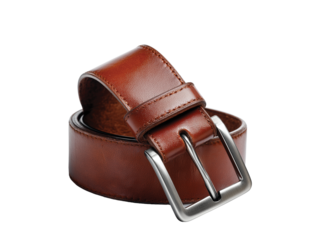 Brown leather belt isolated on transparent background png