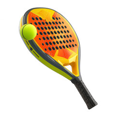 Yellow-orange padel racket with ball