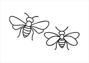 A collection of charming insect flying creatures with delicate wings and segmented bodies presented as simple graphic representations isolated on white background