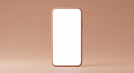 Minimalist Smartphone Mockup with Blank Screen and Soft Peach Background
