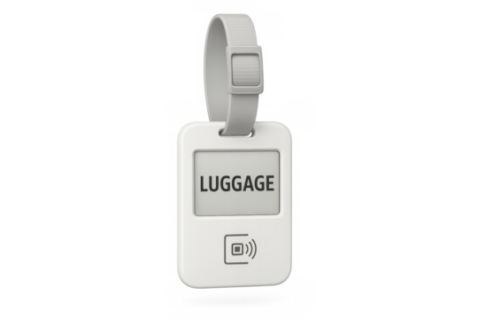 Smart luggage tag with nfc technology on transparent background