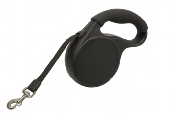 Retractable dog leash on transparent background, perfect for pet owners