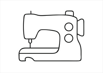 Classic sewing machine illustration with intricate stitching details and a single needle mechanism isolated on white background
