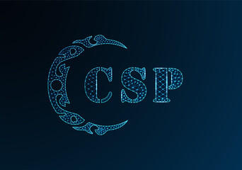 Low poly letter logo CSP design. CSP letter logo low poly vector design on blue color gradient background. CSP logo low poly design