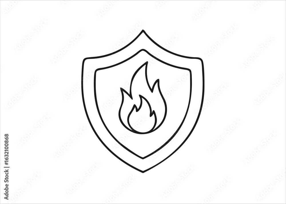 Aufkleber a striking black shield emblem featuring a dynamic flame element presented as a singular graphic sym