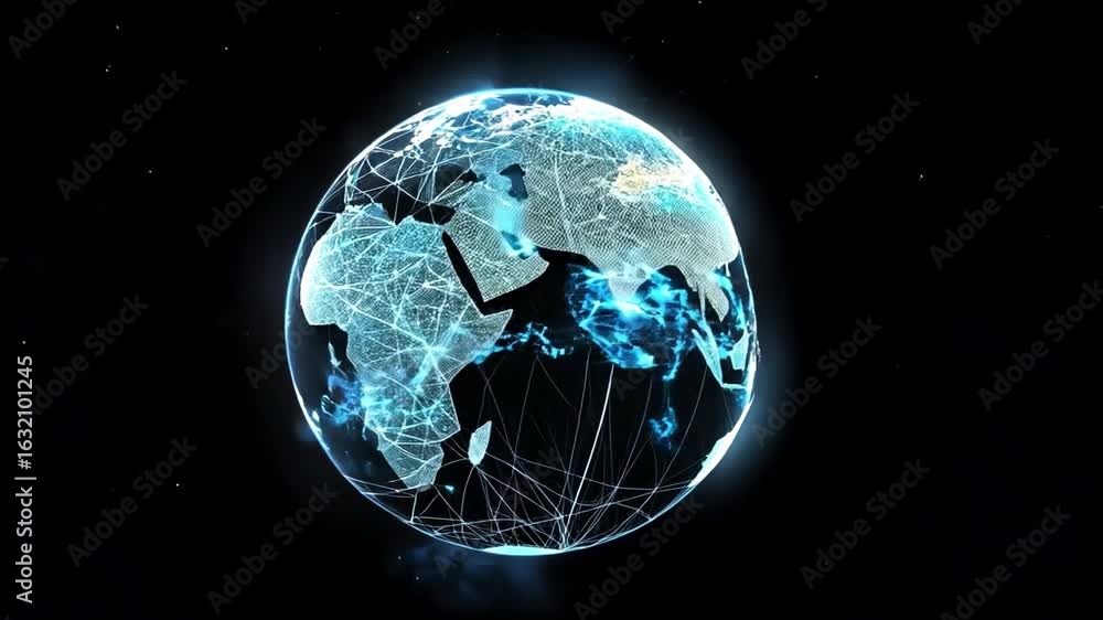 Aufkleber glowing digital globe showcase of global connectivity, technology, and data flow across continents w