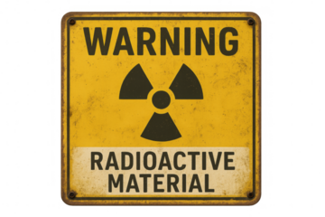 Warning sign of radioactive material on transparent background