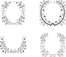 Elegant hand drawn floral borders and frames with botanical elements