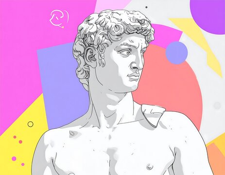 Classical sculpture in vibrant modern style - Powered by Adobe