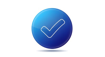 Blue circular check mark icon on white background