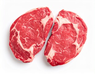 Obraz premium Raw ribeye steaks on white background